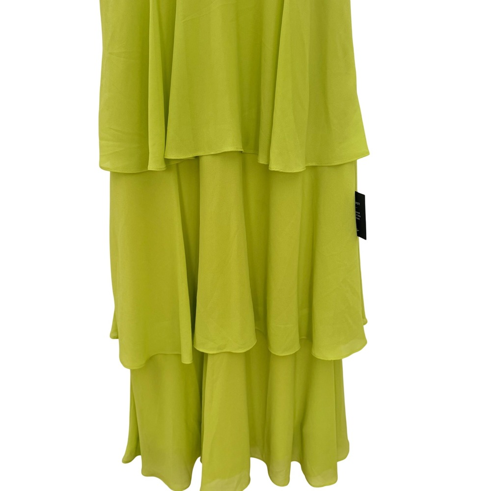 Lulu's Neon Lime Tiered V-Neck Prom Dress - Picture 10 of 16